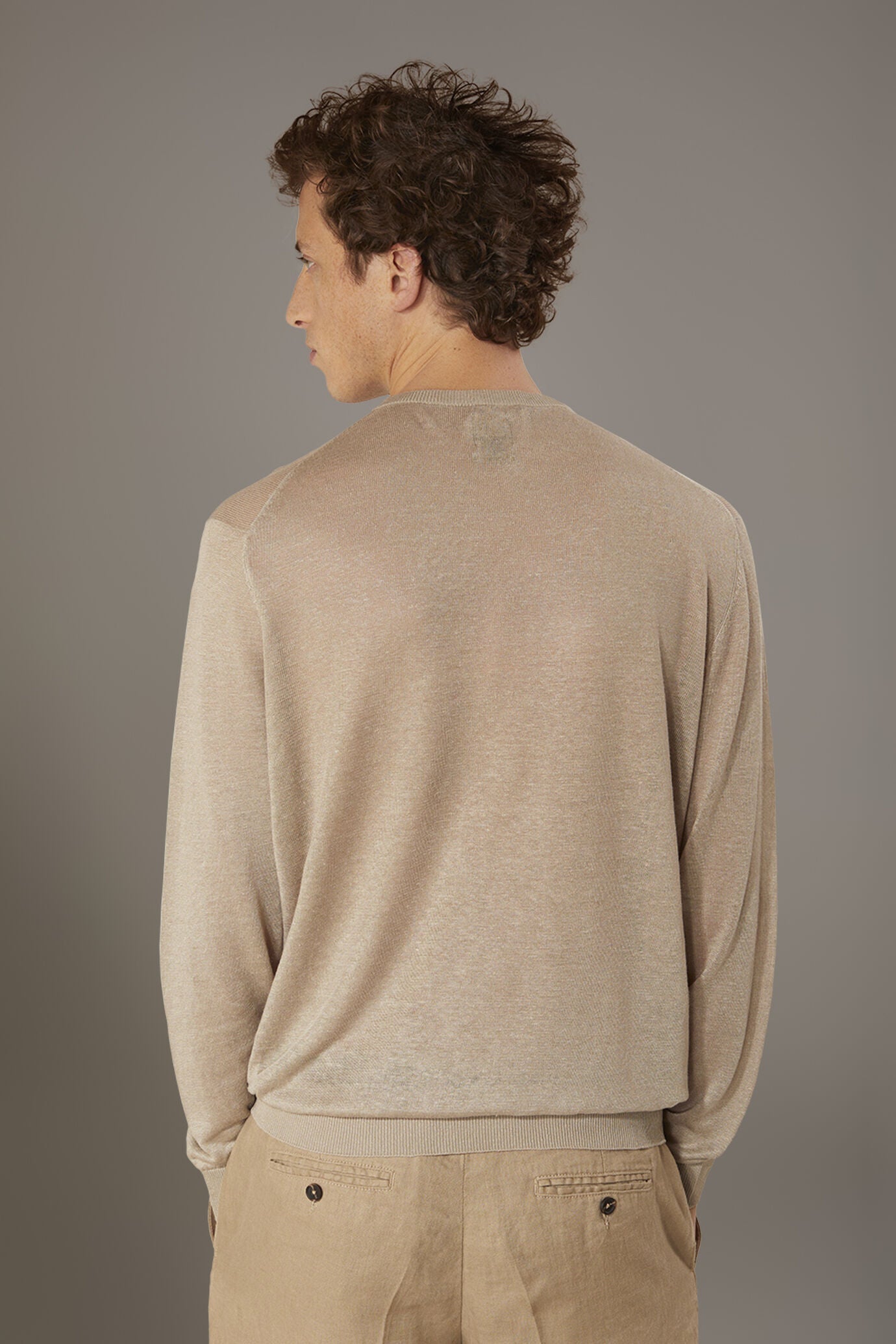 Round neck sweater 100% linen