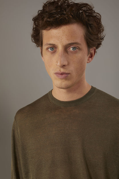 Round neck sweater 100% linen