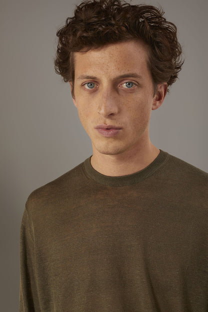 Round neck sweater 100% linen