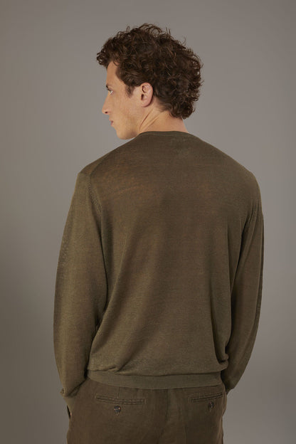 Round neck sweater 100% linen