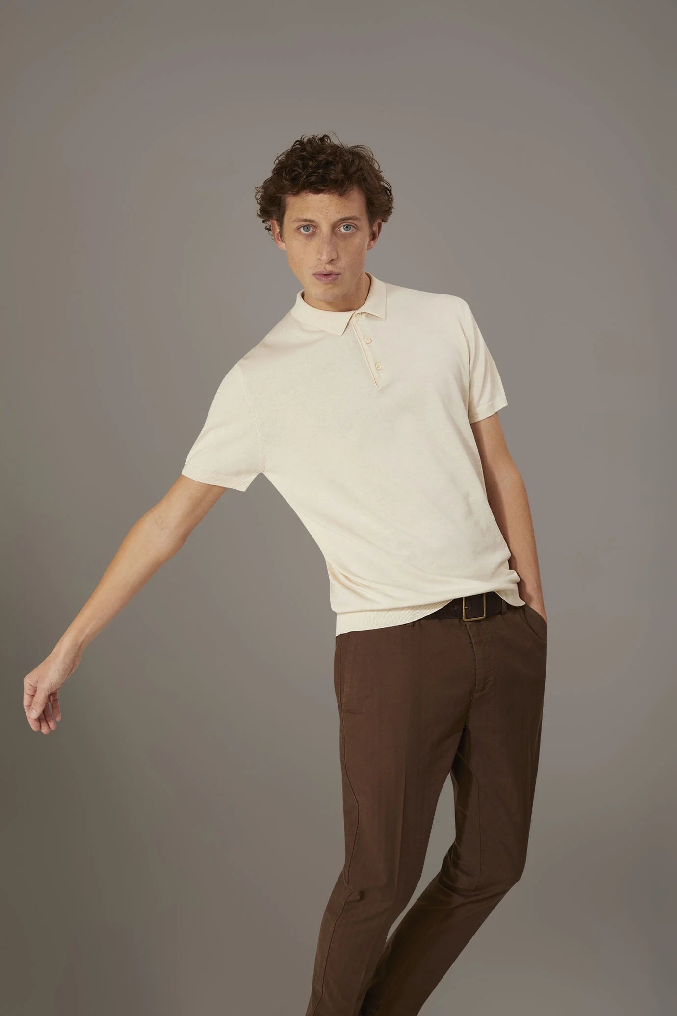 Knitted short sleeves polo 100% cotton