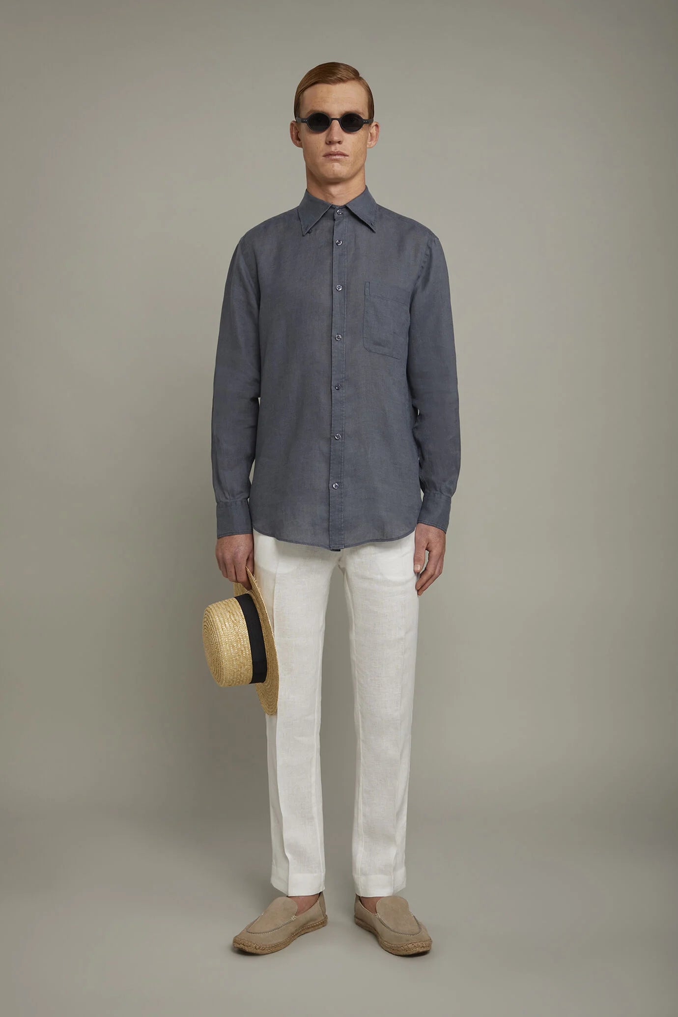 Regular fit Chino trousers 100% linen