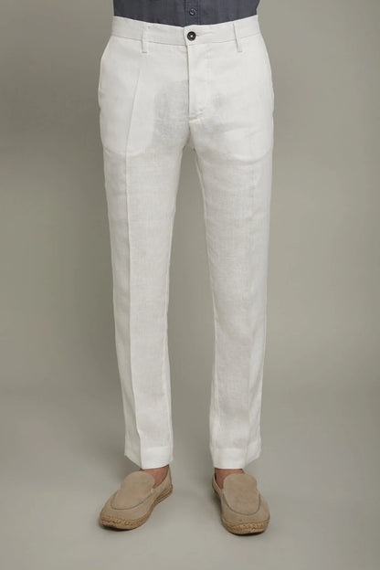 Regular fit Chino trousers 100% linen