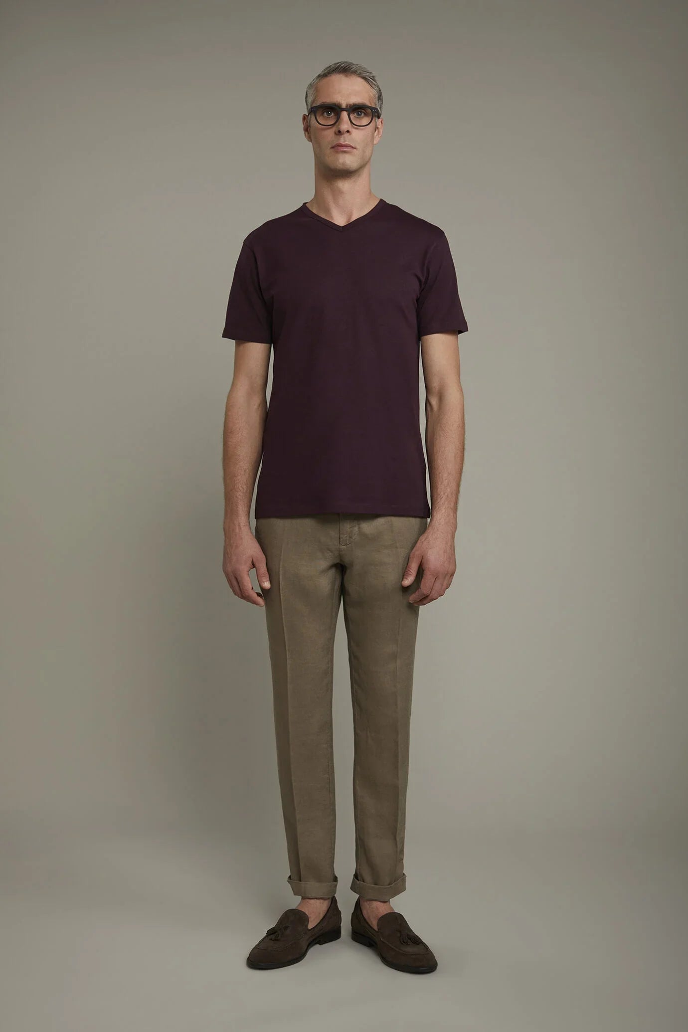 Regular fit Chino trousers 100% linen