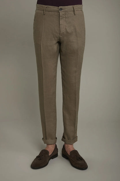 Regular fit Chino trousers 100% linen