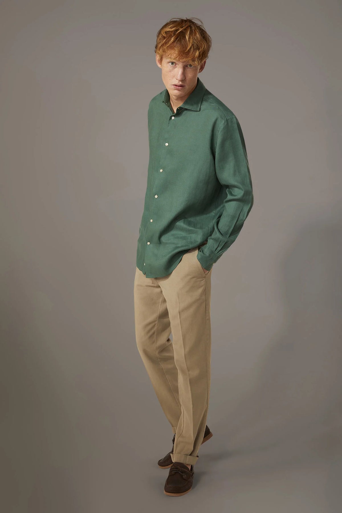 Linen blend chino trousers