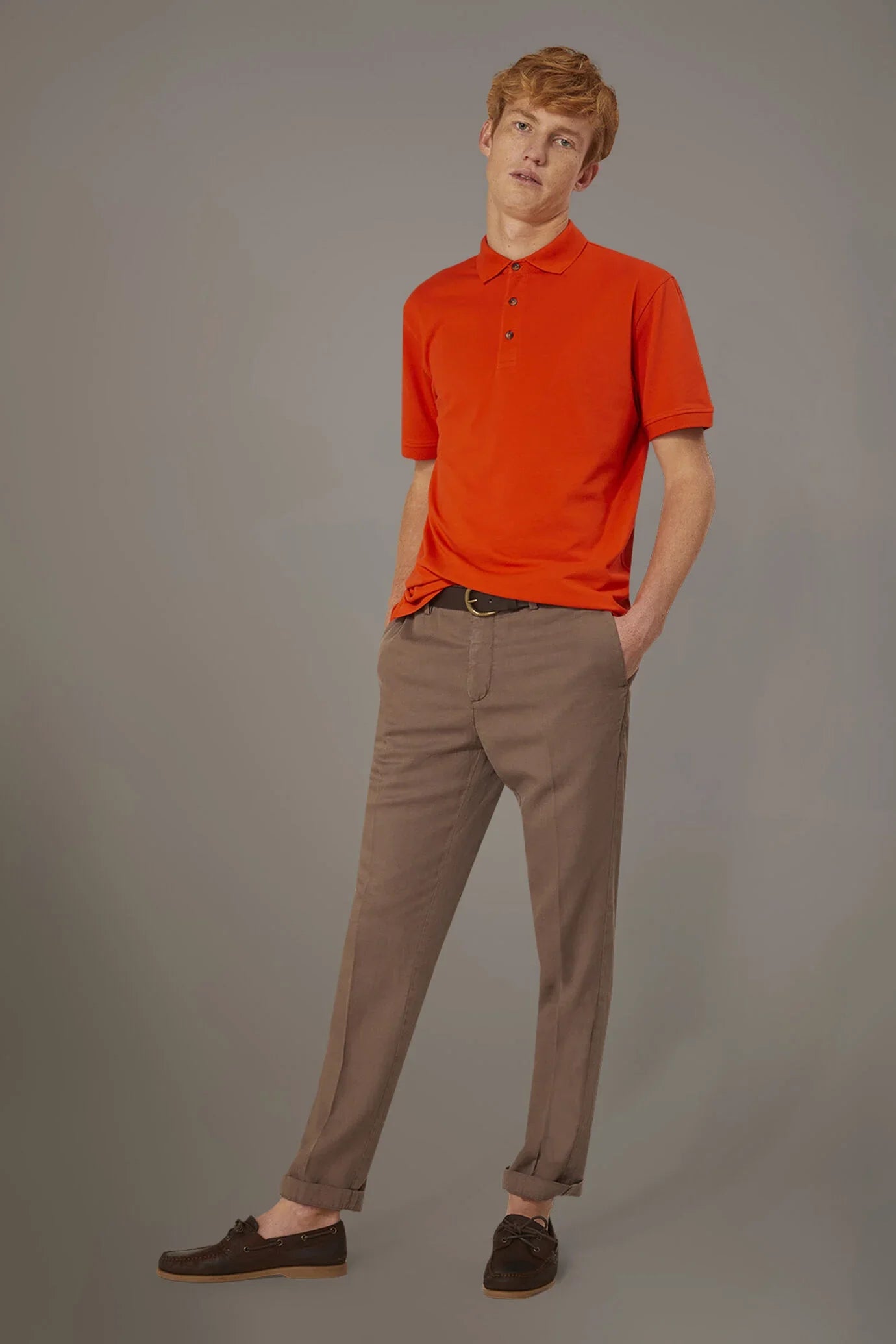 Regular fit linen blend chino trousers twill construction