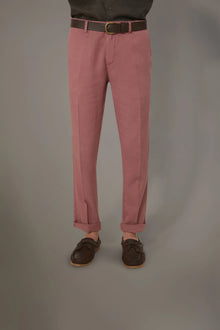 Regular fit linen blend chino trousers twill construction