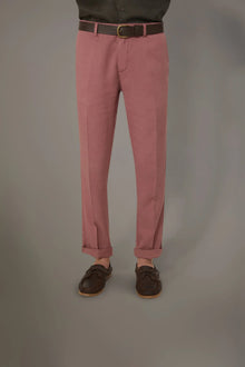 Regular fit linen blend chino trousers twill construction