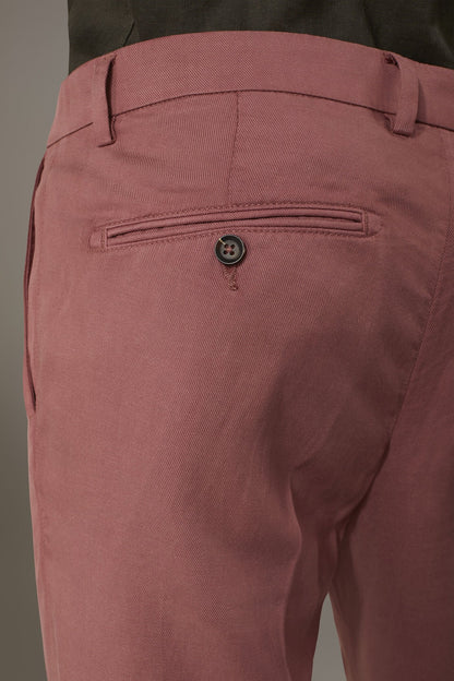 Regular fit linen blend chino trousers twill construction