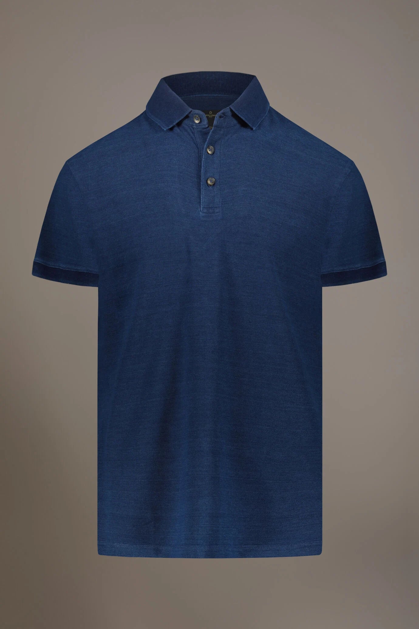 Short sleeve polo 100% cotton denim effect