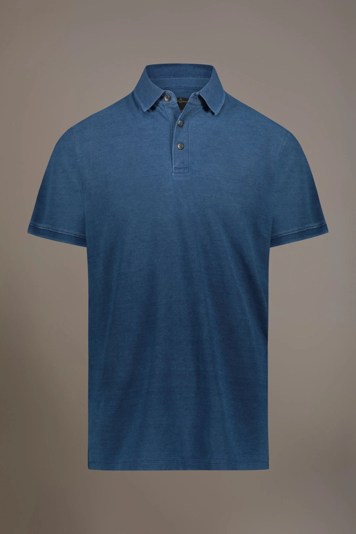 Short sleeve polo 100% cotton denim effect