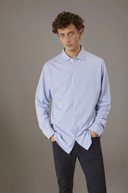 Long sleeves polo shirt 100% cotton piquet solid colour