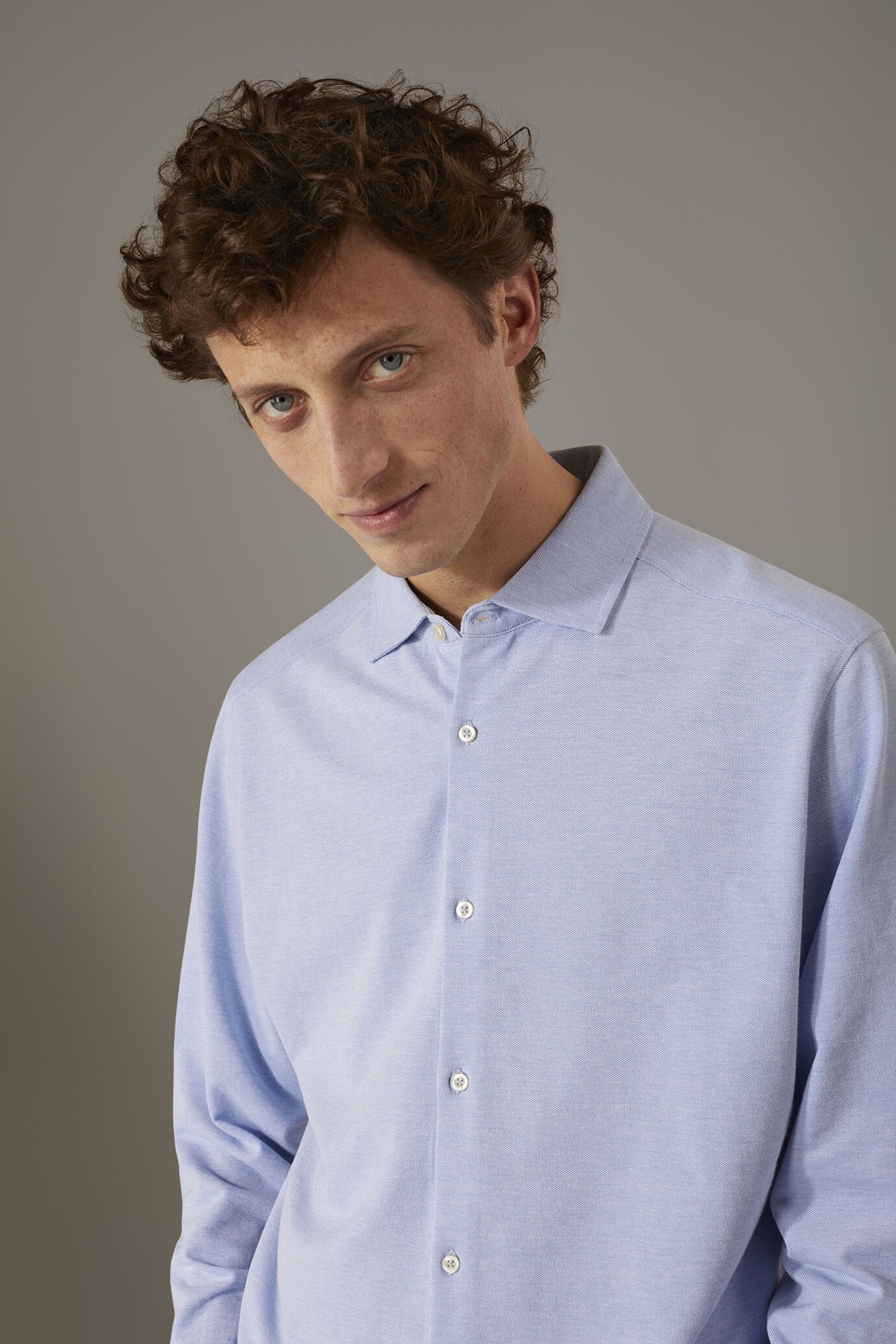 Long sleeves polo shirt 100% cotton piquet solid colour