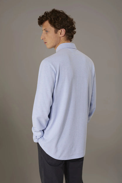 Long sleeves polo shirt 100% cotton piquet solid colour