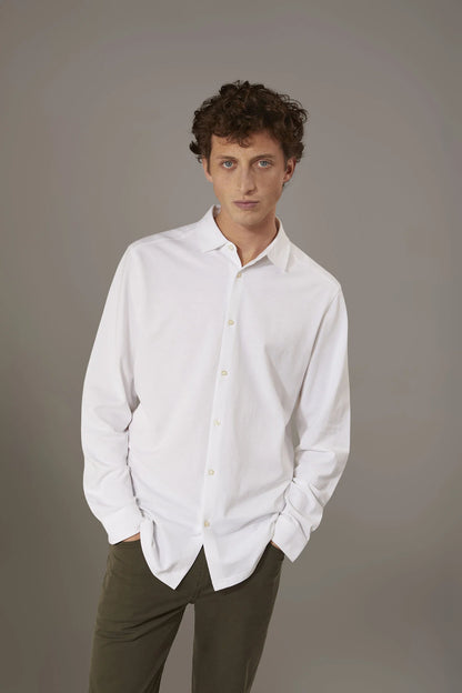 Long sleeves polo shirt 100% cotton piquet solid colour