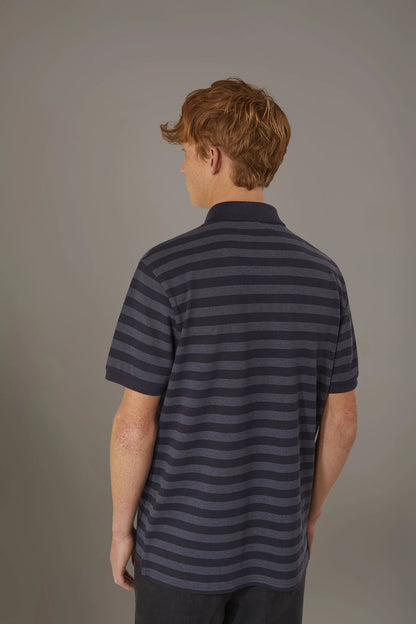 Striped short sleeves melange polo cotton blend