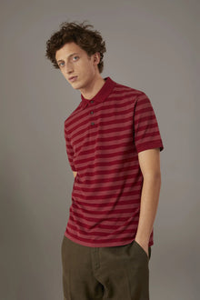 Striped short sleeves melange polo cotton blend
