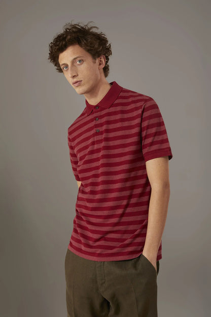 Striped short sleeves melange polo cotton blend
