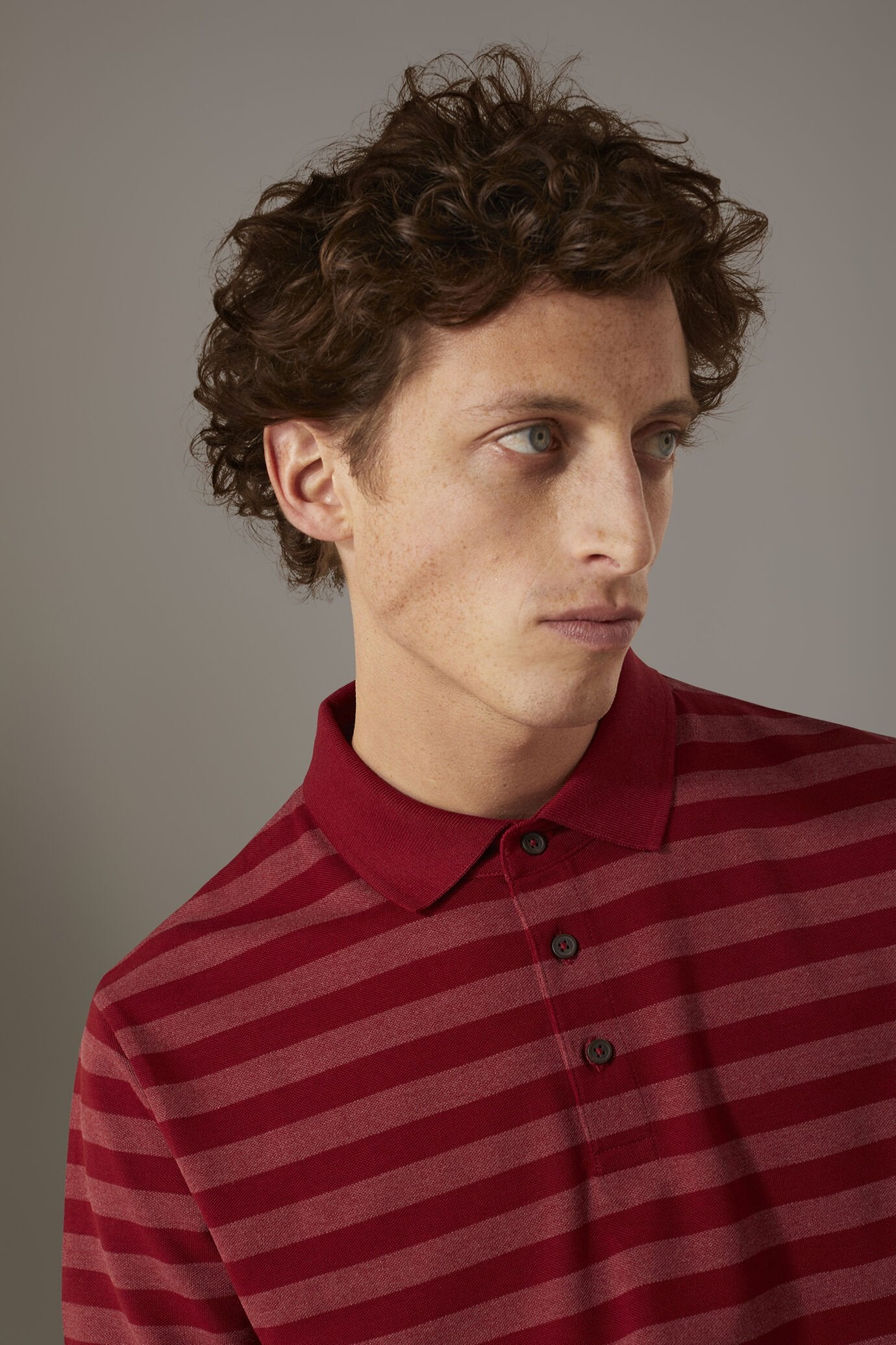 Striped short sleeves melange polo cotton blend