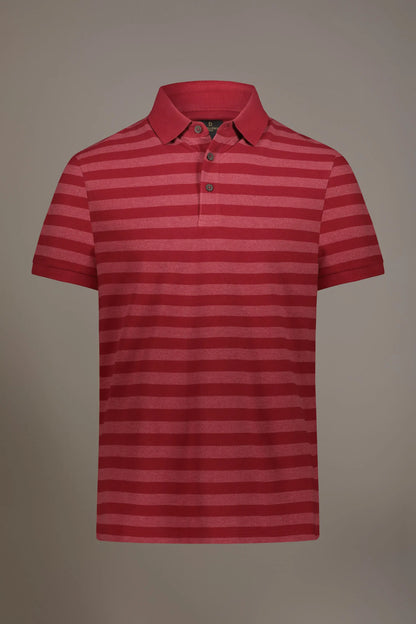 Striped short sleeves melange polo cotton blend