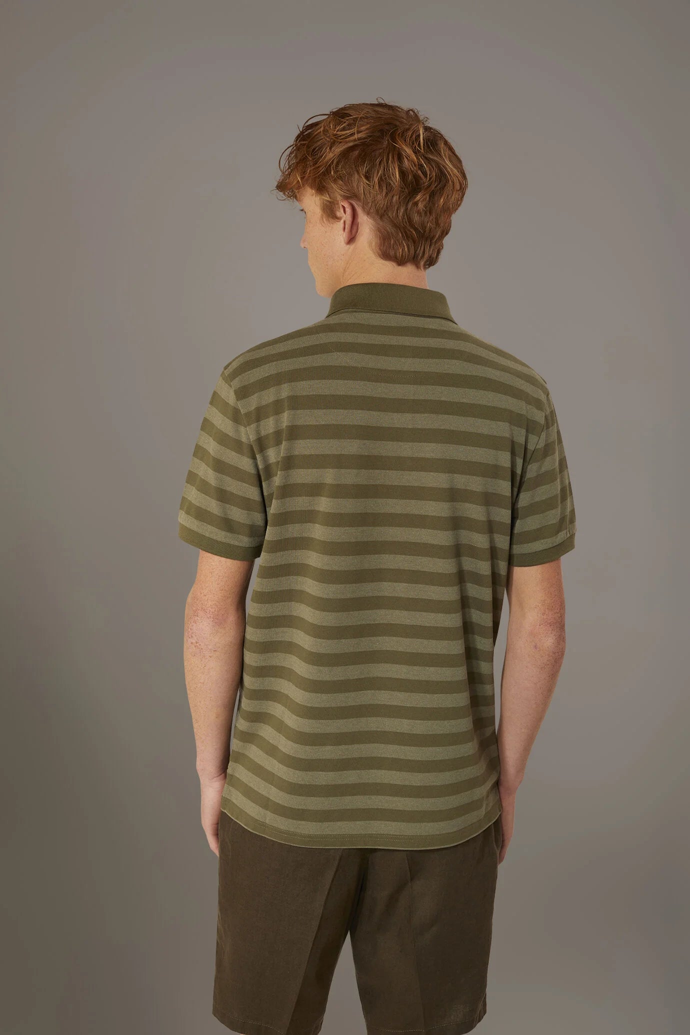 Striped short sleeves melange polo cotton blend