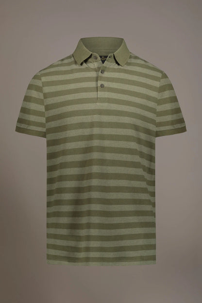 Striped short sleeves melange polo cotton blend