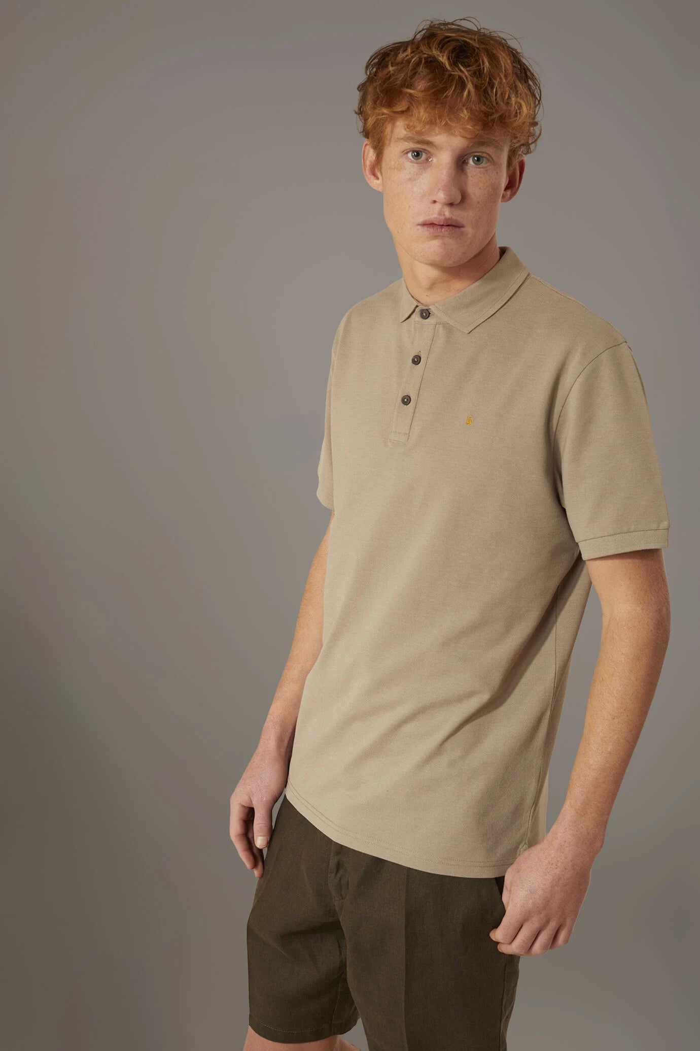Short sleeves melange polo cotton blend
