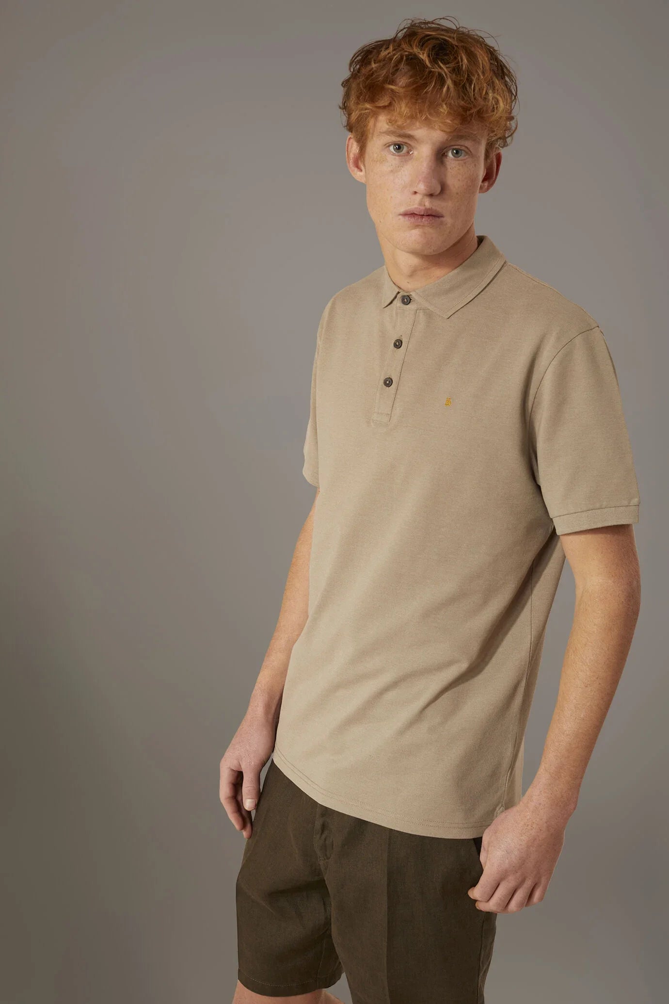 Short sleeves melange polo cotton blend
