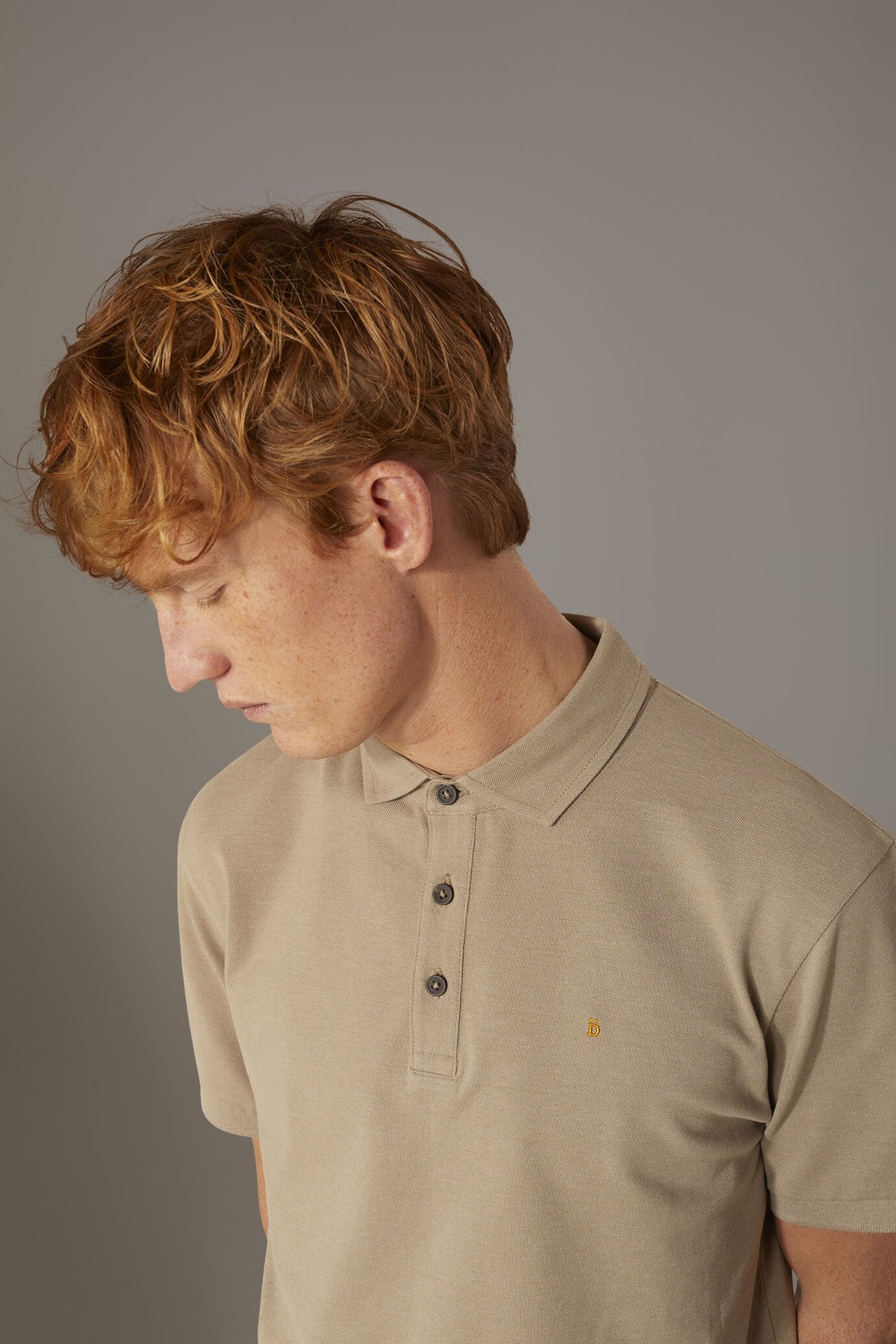 Short sleeves melange polo cotton blend