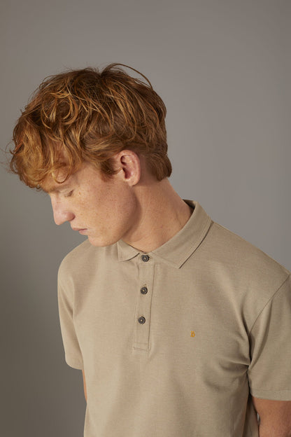 Short sleeves melange polo cotton blend