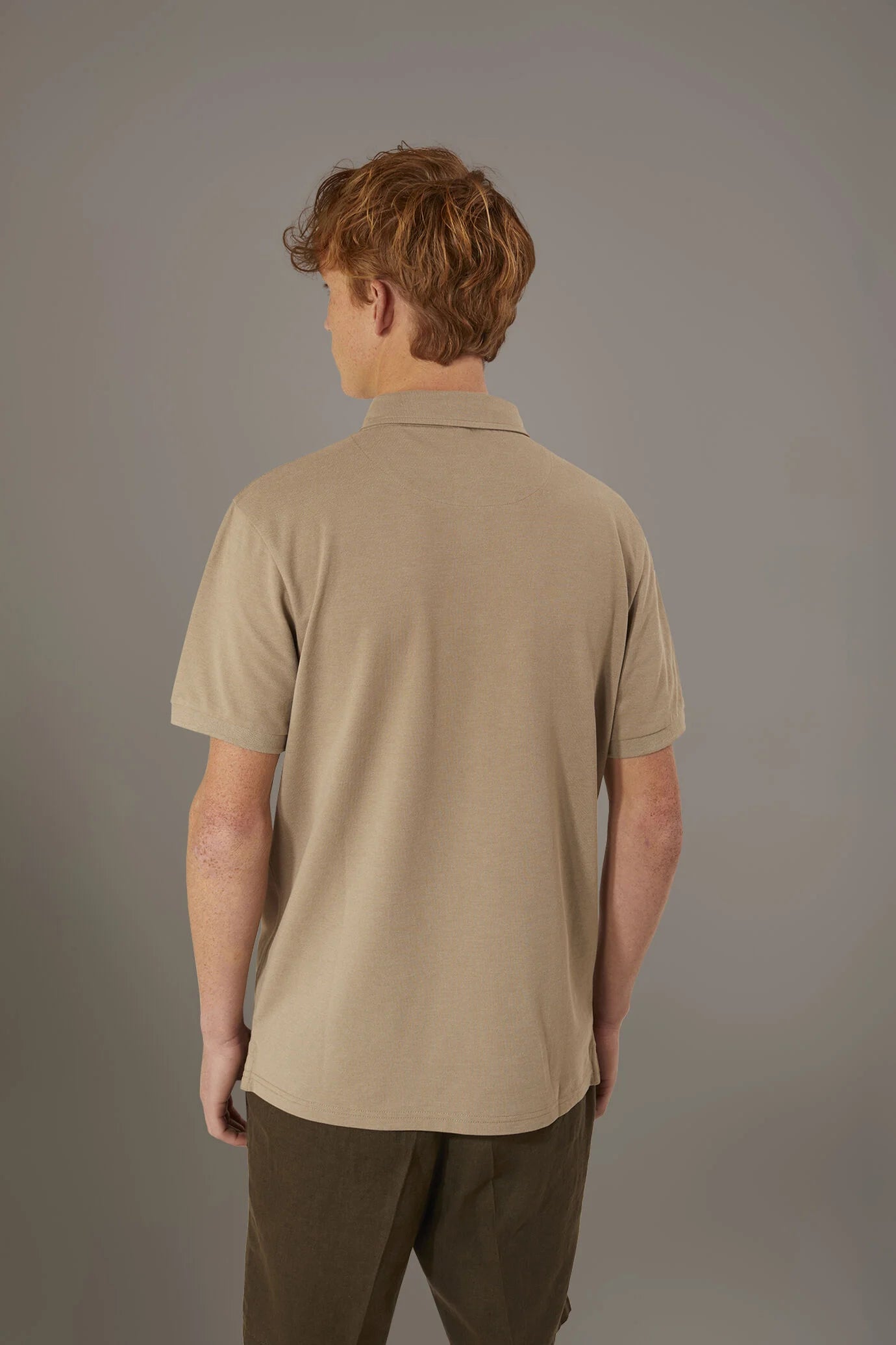 Short sleeves melange polo cotton blend
