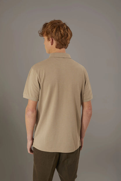 Short sleeves melange polo cotton blend