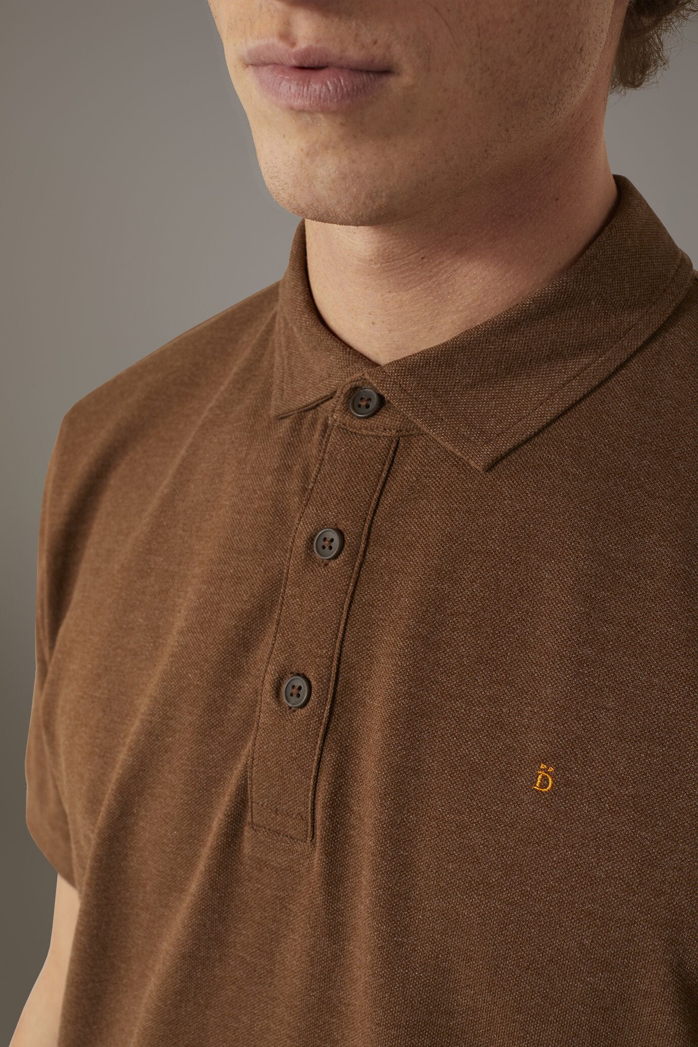 Short sleeves melange polo cotton blend
