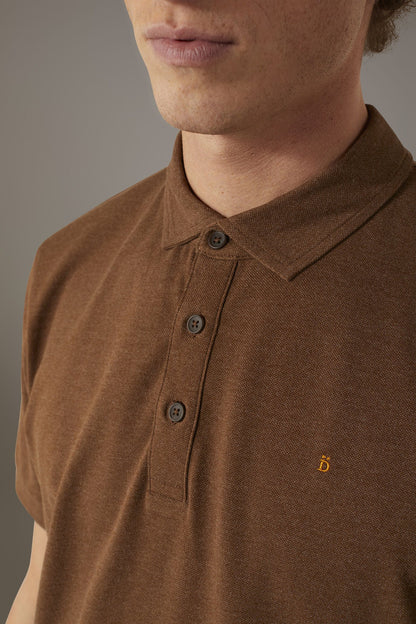 Short sleeves melange polo cotton blend