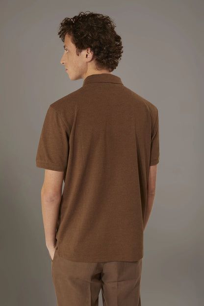 Short sleeves melange polo cotton blend