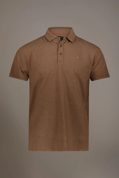 Short sleeves melange polo cotton blend