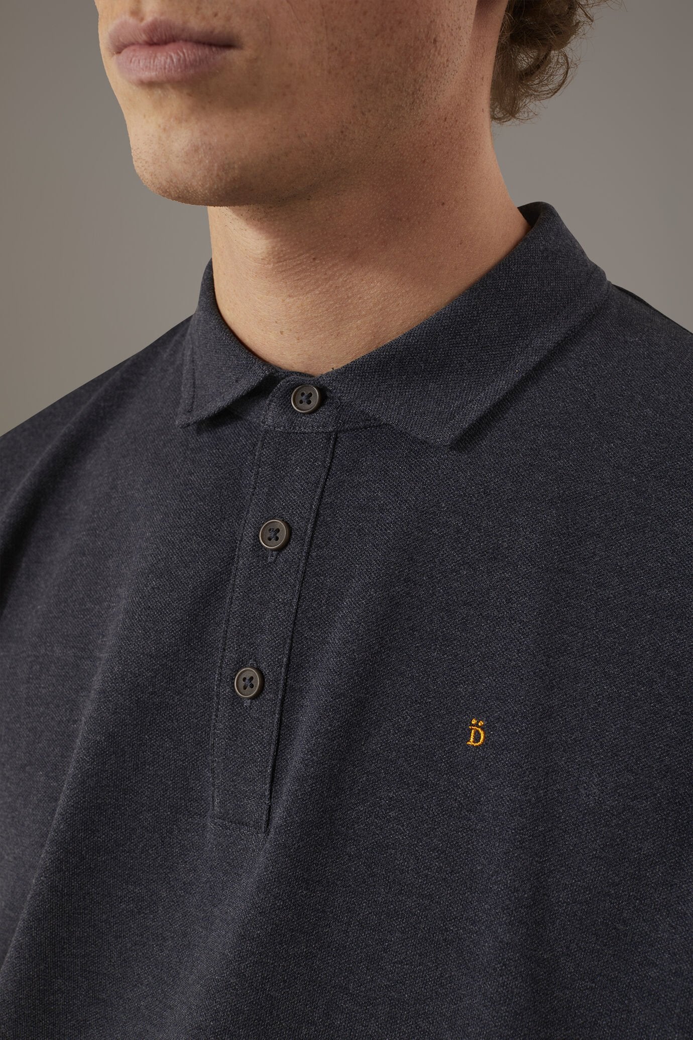 Short sleeves melange polo cotton blend