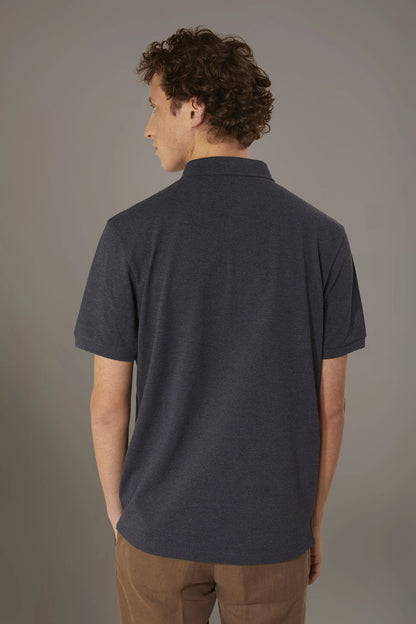 Short sleeves melange polo cotton blend