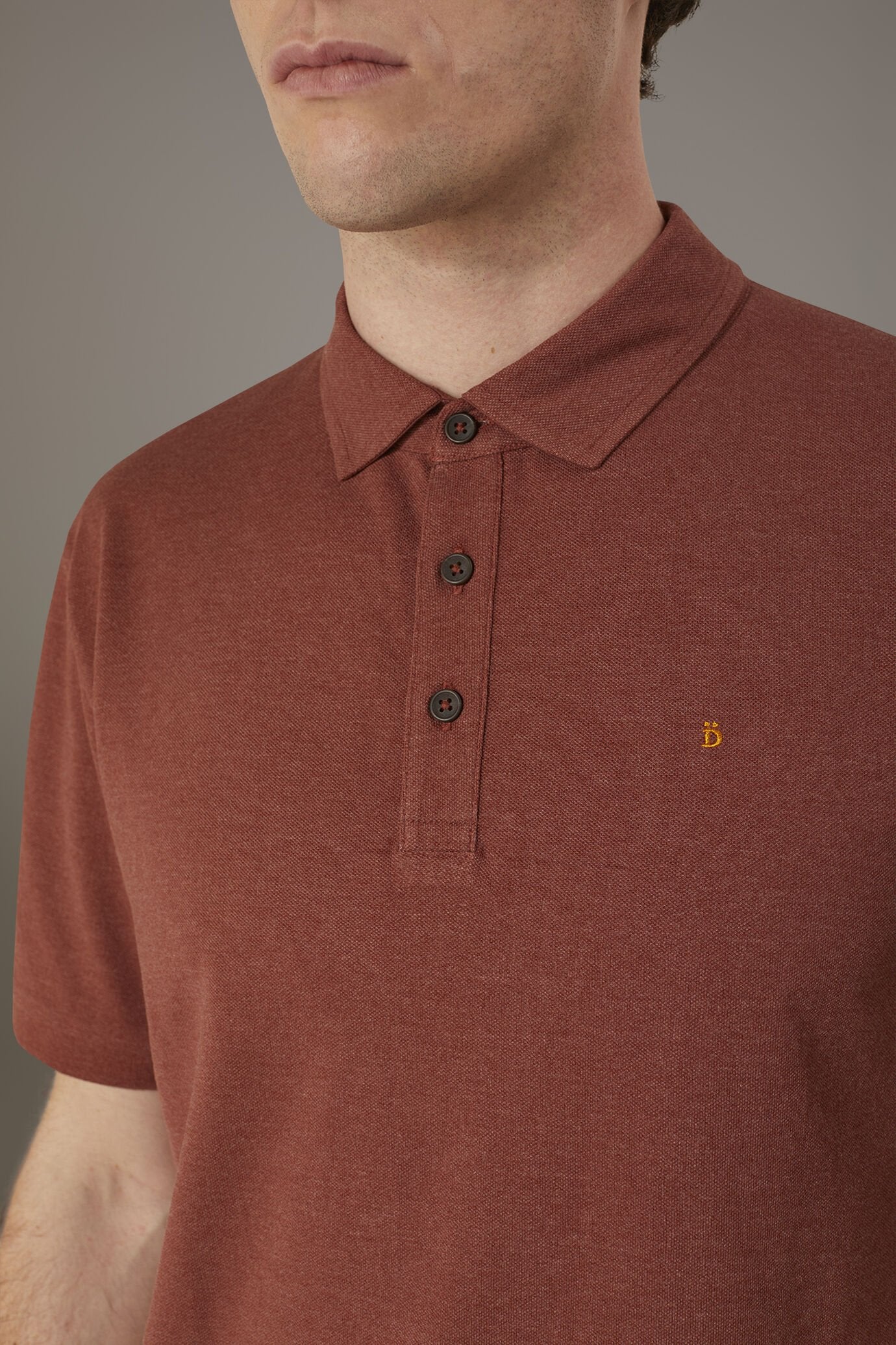 Short sleeves melange polo cotton blend