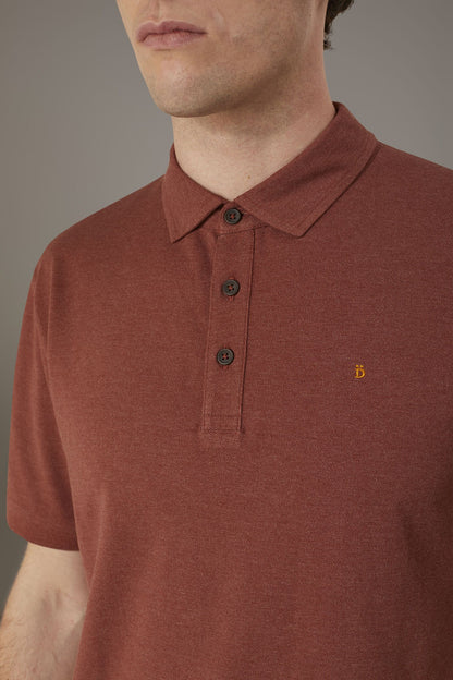 Short sleeves melange polo cotton blend