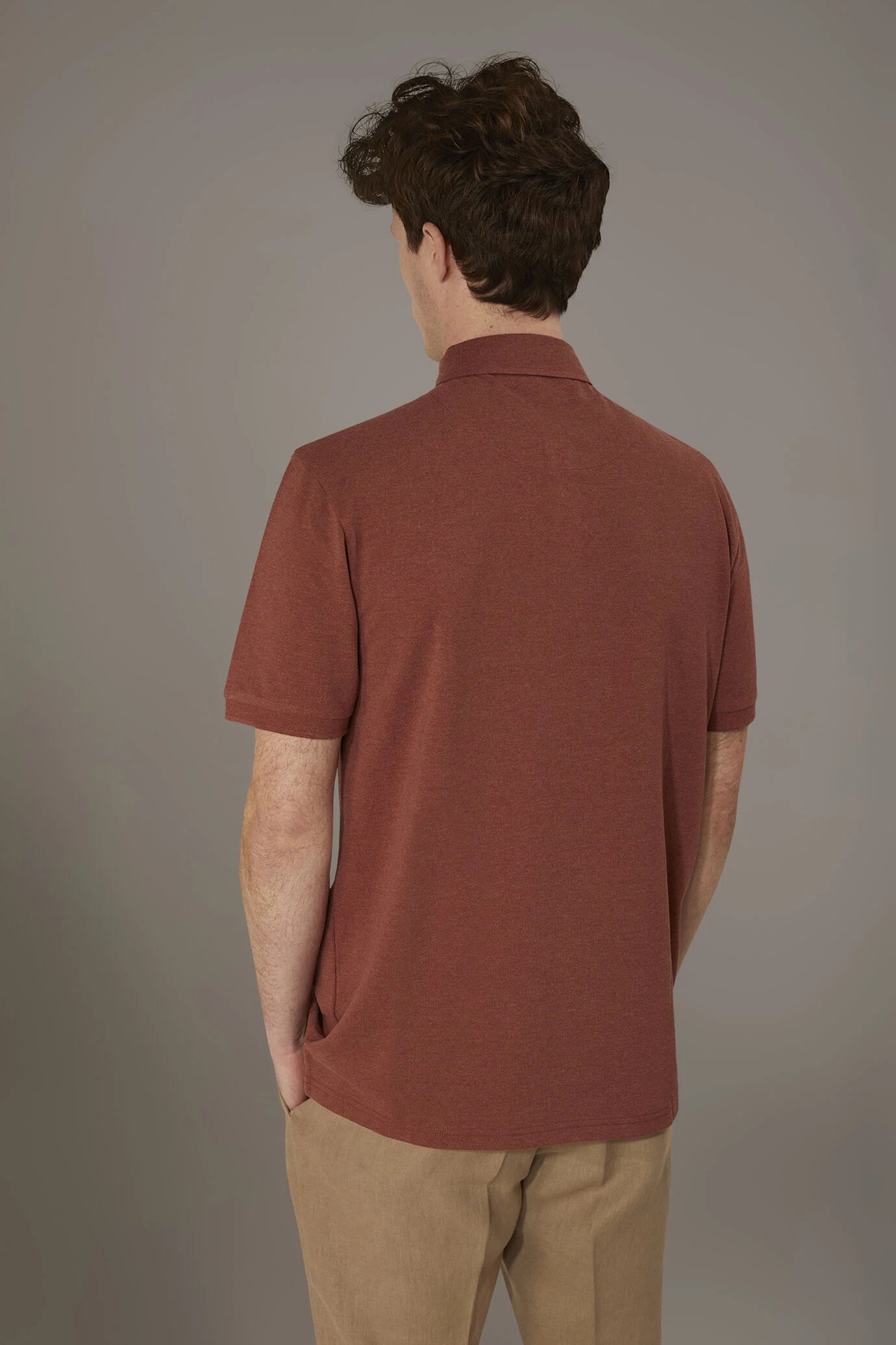 Short sleeves melange polo cotton blend