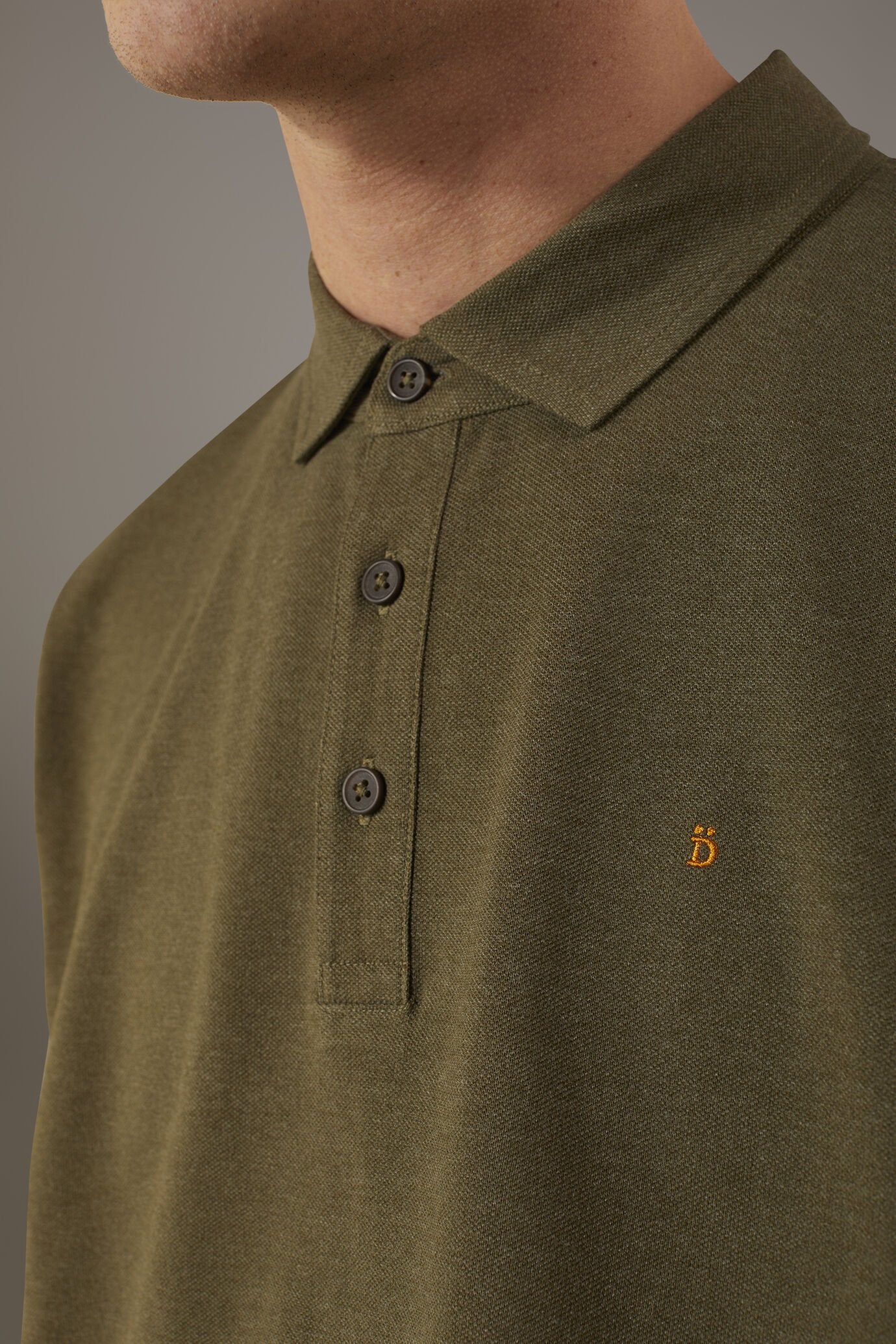 Short sleeves melange polo cotton blend