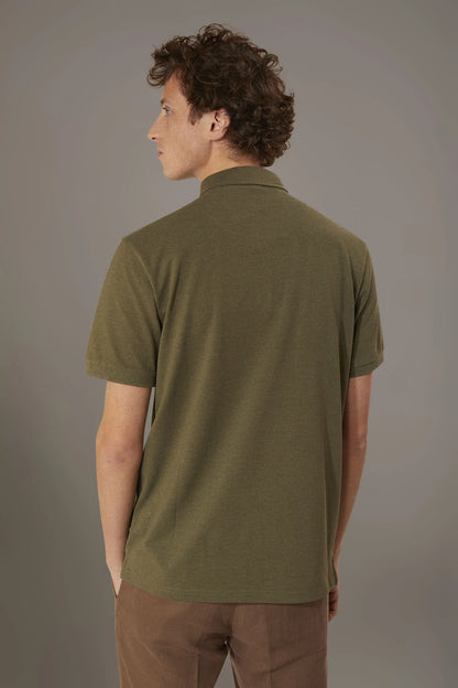 Short sleeves melange polo cotton blend