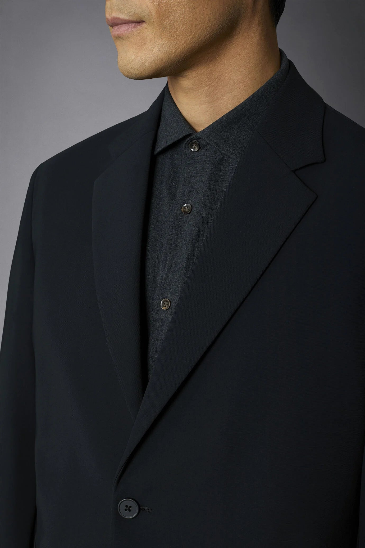 Men's single-breasted suit regular fit technical fabric