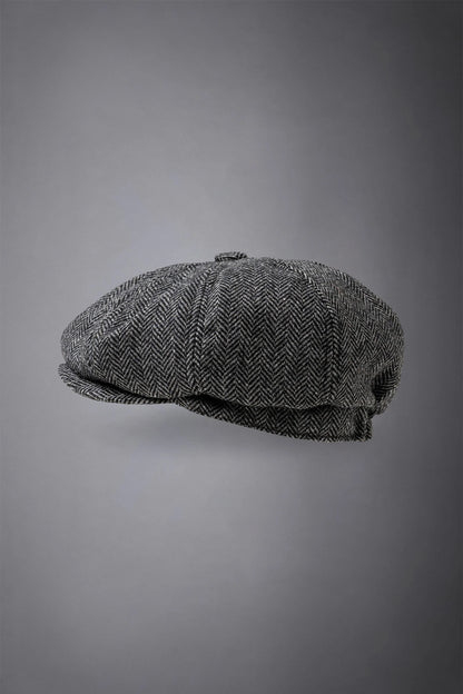 Men's herringbone flat cap