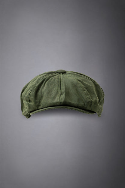 Men's flat cap in waxed fabric