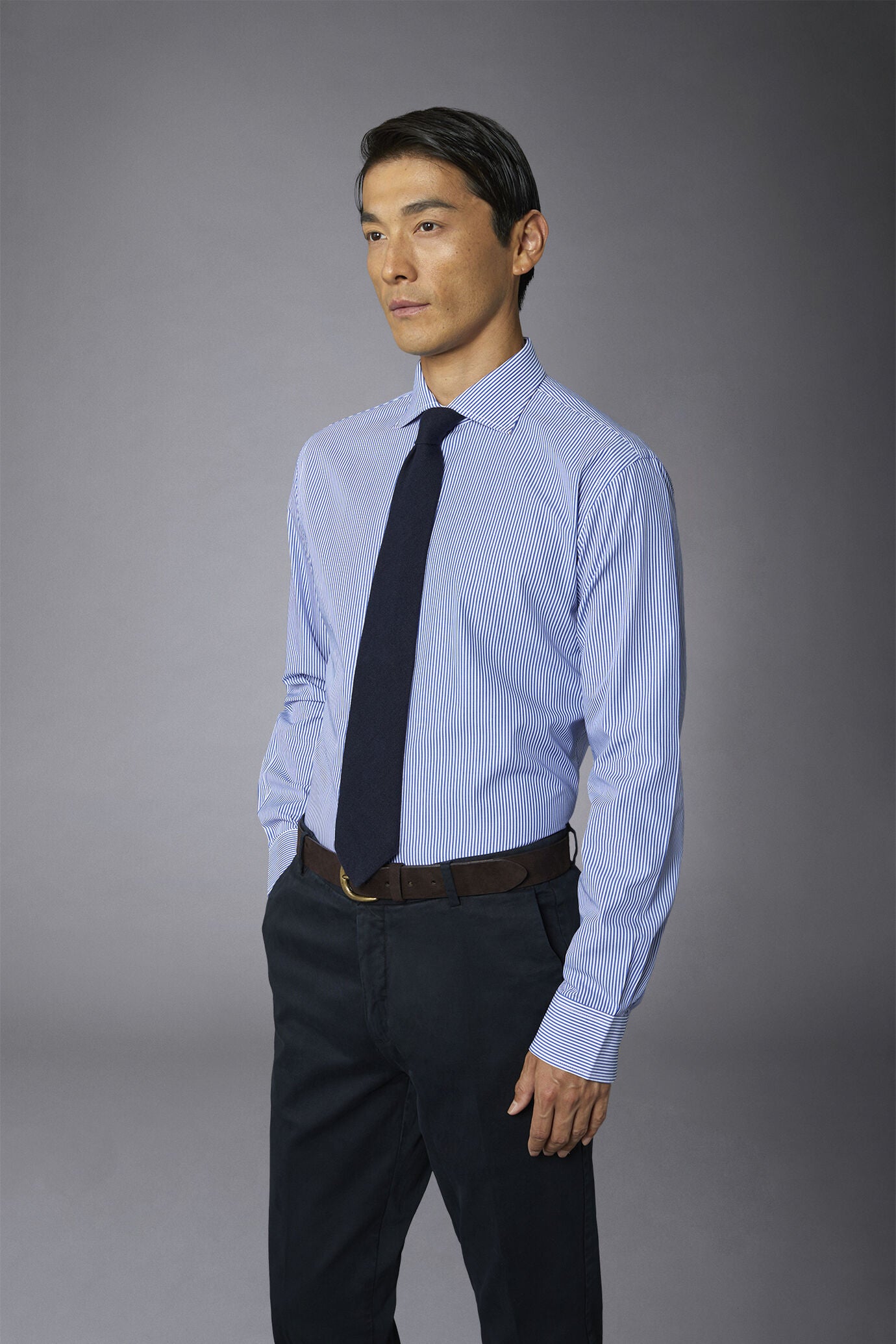 Men's striped classic french collar shirt regular fit