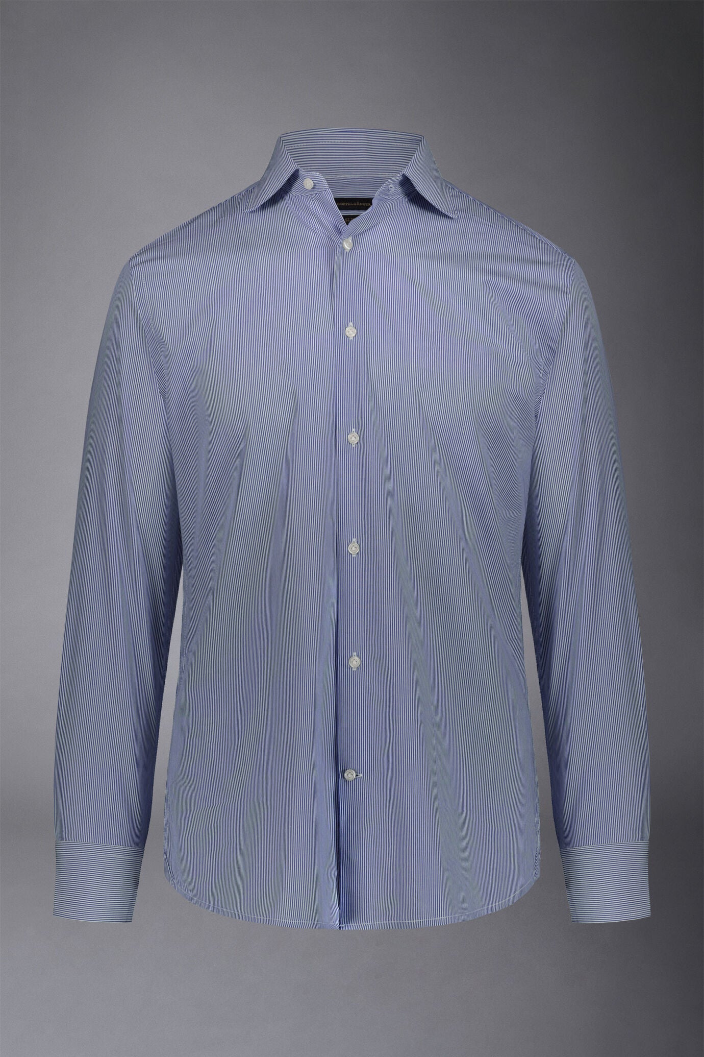 Men's classic slim fit French collar shirt with narrow stripe pattern