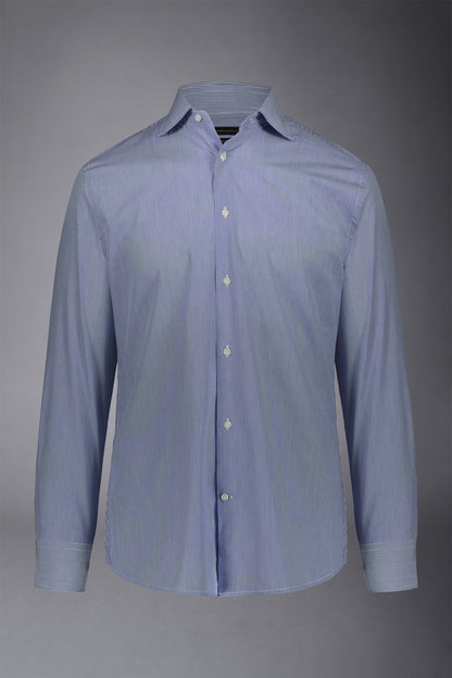 Men's classic slim fit French collar shirt with narrow stripe pattern